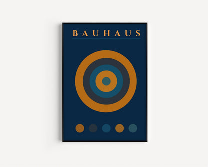 STATEMENT TRIO Bauhaus Navy-Blue Orange | Mid-century Modern Art available framed or unframed
