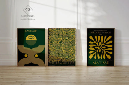 Lot d'impressions d'art Bauhaus William Morris Matisse : Vert Émeraude Or (Encadré ou Non Encadré)