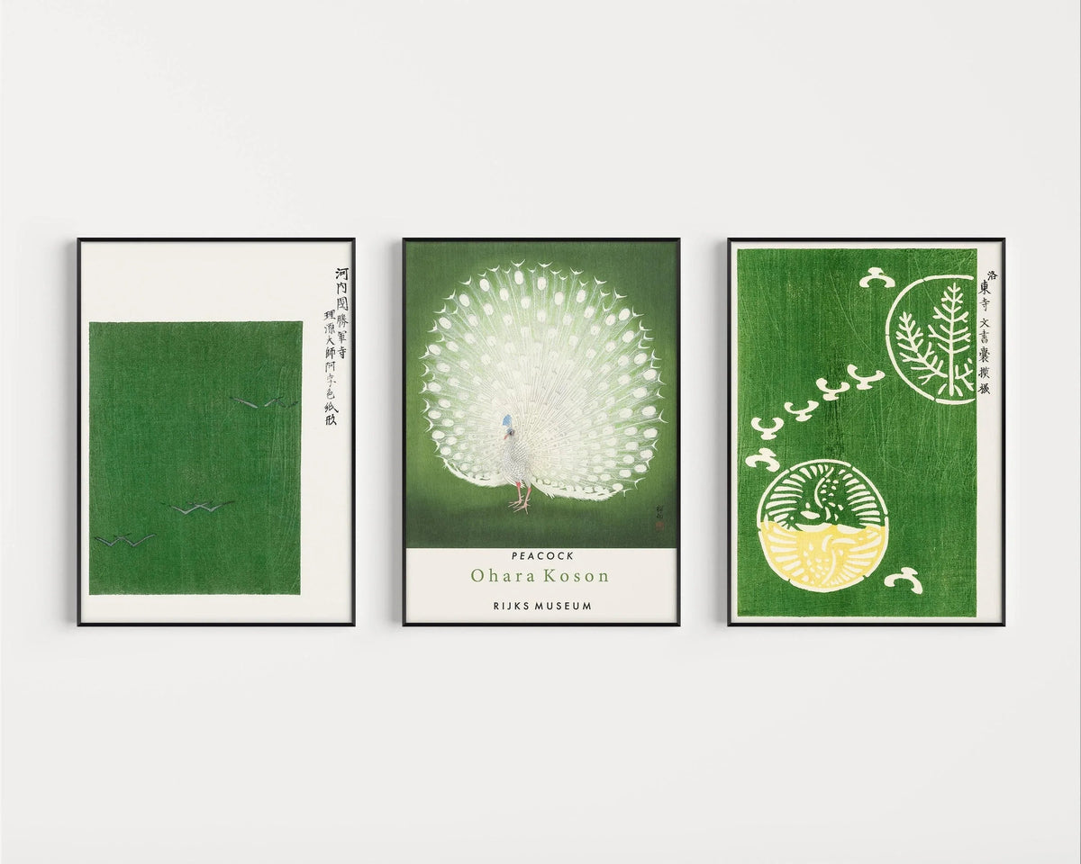 DÉCLARATION TRIO Vert japonais | Estampes d'Ohara Koson disponibles avec ou sans cadre