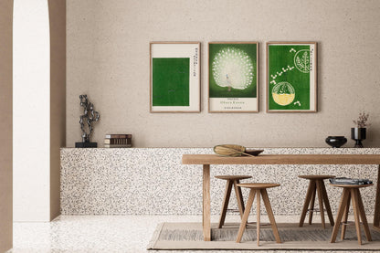 DÉCLARATION TRIO Vert japonais | Estampes d'Ohara Koson disponibles avec ou sans cadre