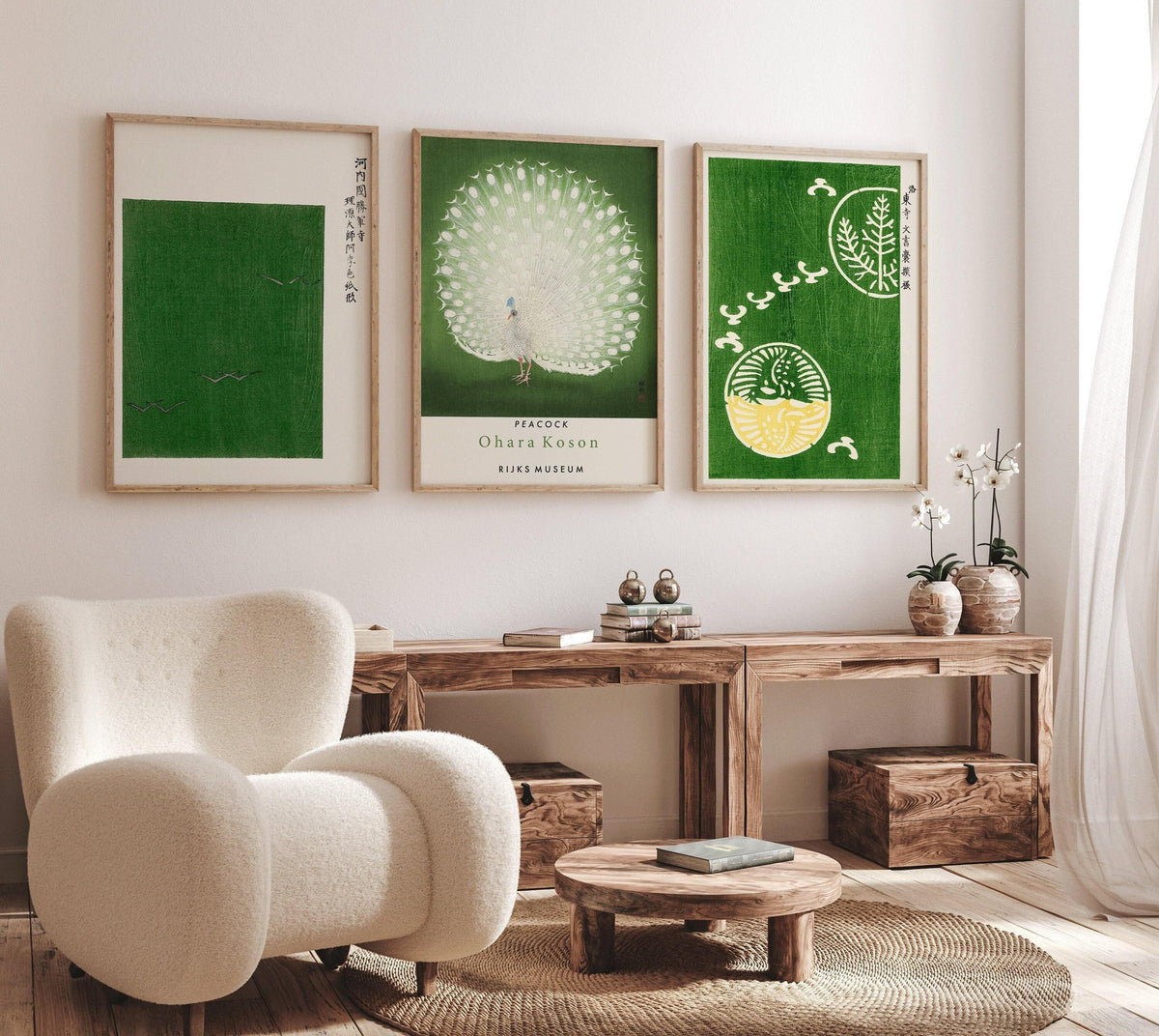 DÉCLARATION TRIO Vert japonais | Estampes d'Ohara Koson disponibles avec ou sans cadre