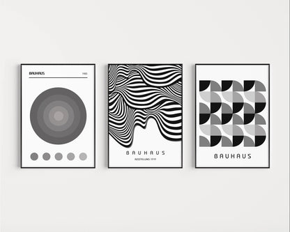 TRIO DÉCLARATION Bauhaus neutre | Art moderne du milieu du siècle Disponible encadré ou non encadré