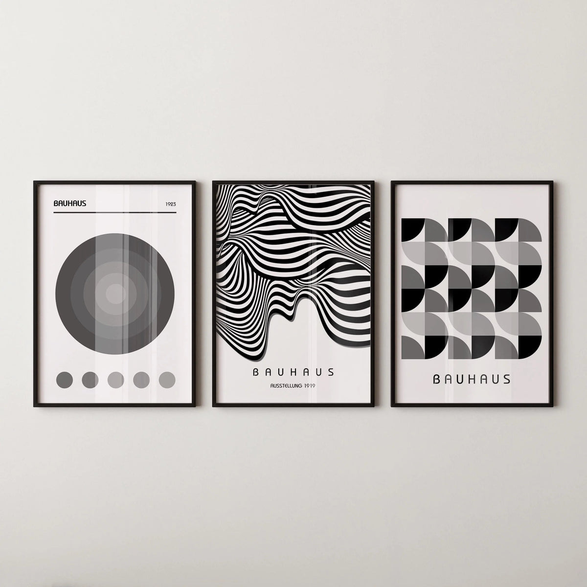 TRIO DÉCLARATION Bauhaus neutre | Art moderne du milieu du siècle Disponible encadré ou non encadré