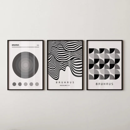 TRIO DÉCLARATION Bauhaus neutre | Art moderne du milieu du siècle Disponible encadré ou non encadré