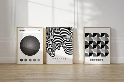 TRIO DÉCLARATION Bauhaus neutre | Art moderne du milieu du siècle Disponible encadré ou non encadré