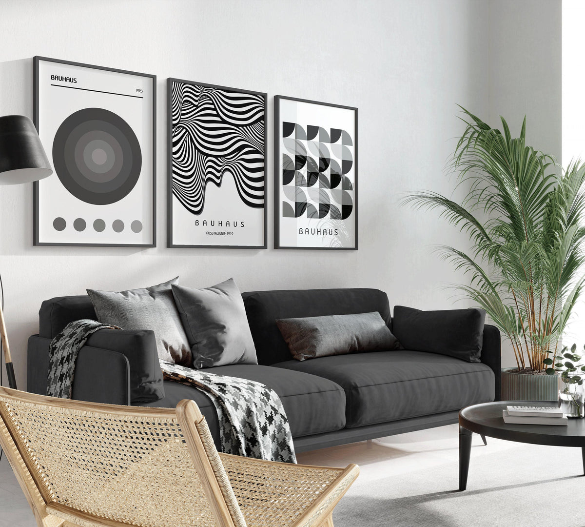 TRIO DÉCLARATION Bauhaus neutre | Art moderne du milieu du siècle Disponible encadré ou non encadré