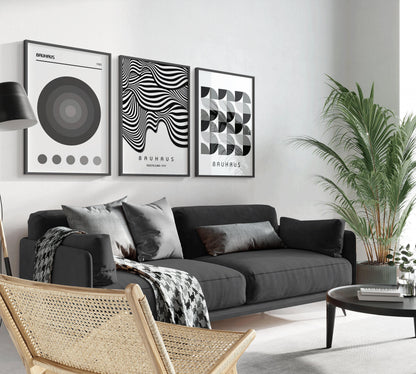 TRIO DÉCLARATION Bauhaus neutre | Art moderne du milieu du siècle Disponible encadré ou non encadré