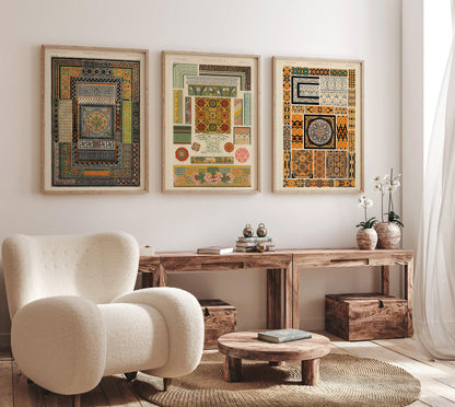 DÉCLARATION TRIO Owen Jones | Motifs vintages pompéiens, arabes et chinois disponibles encadrés