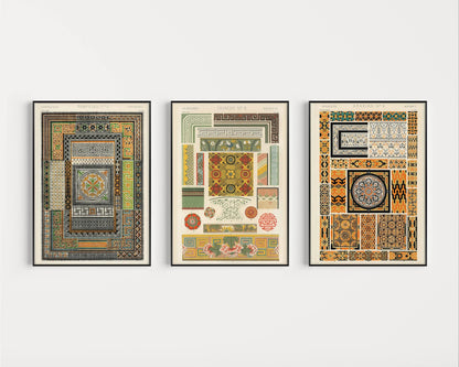 DÉCLARATION TRIO Owen Jones | Motifs vintages pompéiens, arabes et chinois disponibles encadrés