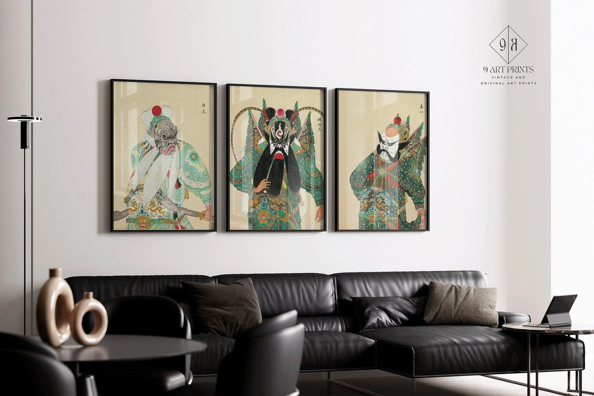DÉCLARATION TRIO Art de l'opéra de Pékin | Art chinois classique disponible encadré