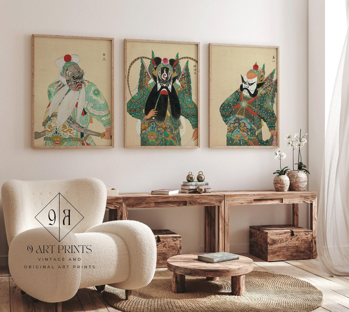 DÉCLARATION TRIO Art de l'opéra de Pékin | Art chinois classique disponible encadré