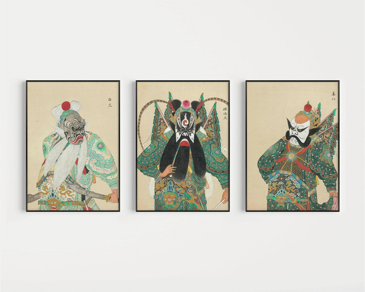 DÉCLARATION TRIO Art de l'opéra de Pékin | Art chinois classique disponible encadré
