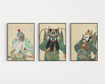 DÉCLARATION TRIO Art de l'opéra de Pékin | Art chinois classique disponible encadré