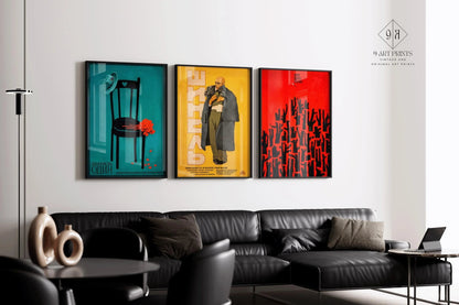 STATEMENT TRIO Soviet Posters - Once One, Price of a Match and Gogol's The Overcoat || Striking Colours (Available Framed)