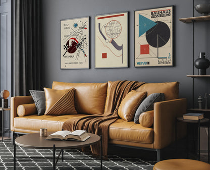 DÉCLARATION TRIO Bauhaus Vintage | Estampes d'exposition Mid-Century | Disponibles encadrées ou non encadrées