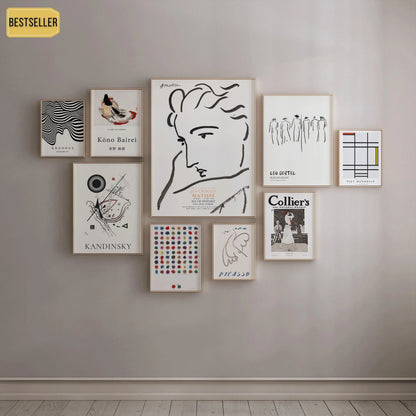 MUR DE DÉCLARATION | Blanc neutre Matisse, Leo Gestel, Picasso, Mondrian, Kandinsky (disponible encadré à la main ou sans cadre)