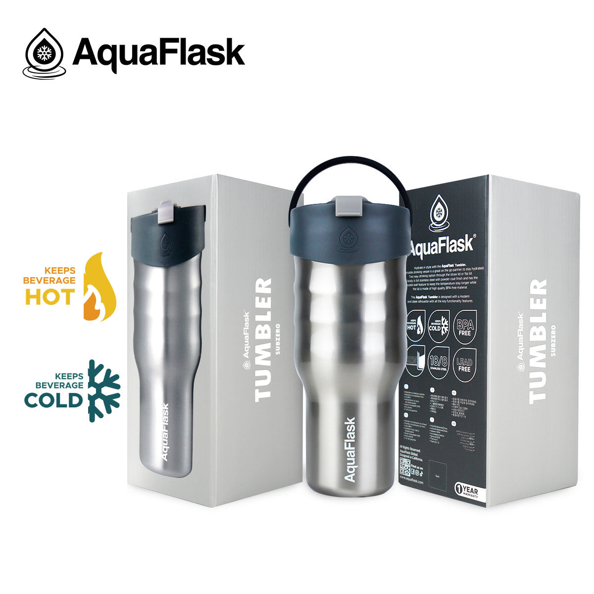 Gobelet Aqua Flask – Tasse de Voyage Isotherme en Acier Inoxydable 887ml (30 oz)