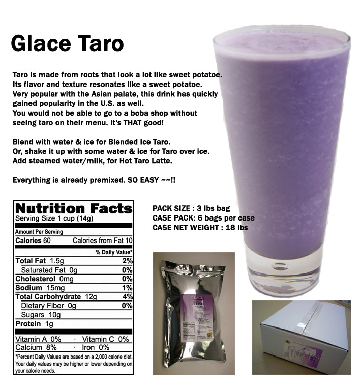 Taro 4 in 1 Mix for Bubble Tea, Smoothies, Lattes and Frappes, 3 lbs. Bag (Case 6 x 3 lbs. Bags)  - Multi-Use Powdered Beverage Mix - Ships Free Within Canada on Orders Above CAD $199