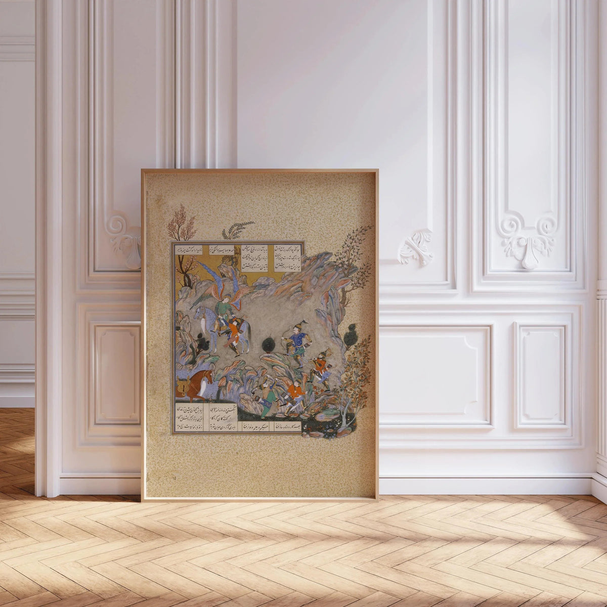 Shahnameh Giclee Art Print: Angel Surush Rescues Khusrau Parviz, Persian Miniature (Framed & Unframed Available)