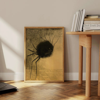 Estampe d'araignée souriante d'Odilon Redon : art symboliste étrange, giclée encadrée