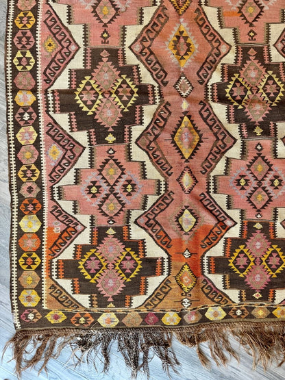 Turkish Kars Kilim Runner Rug | 4' 2" x 11' 6"