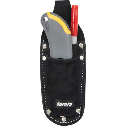 Utility Pouch, Knife Holder, Leather, 3 Pockets