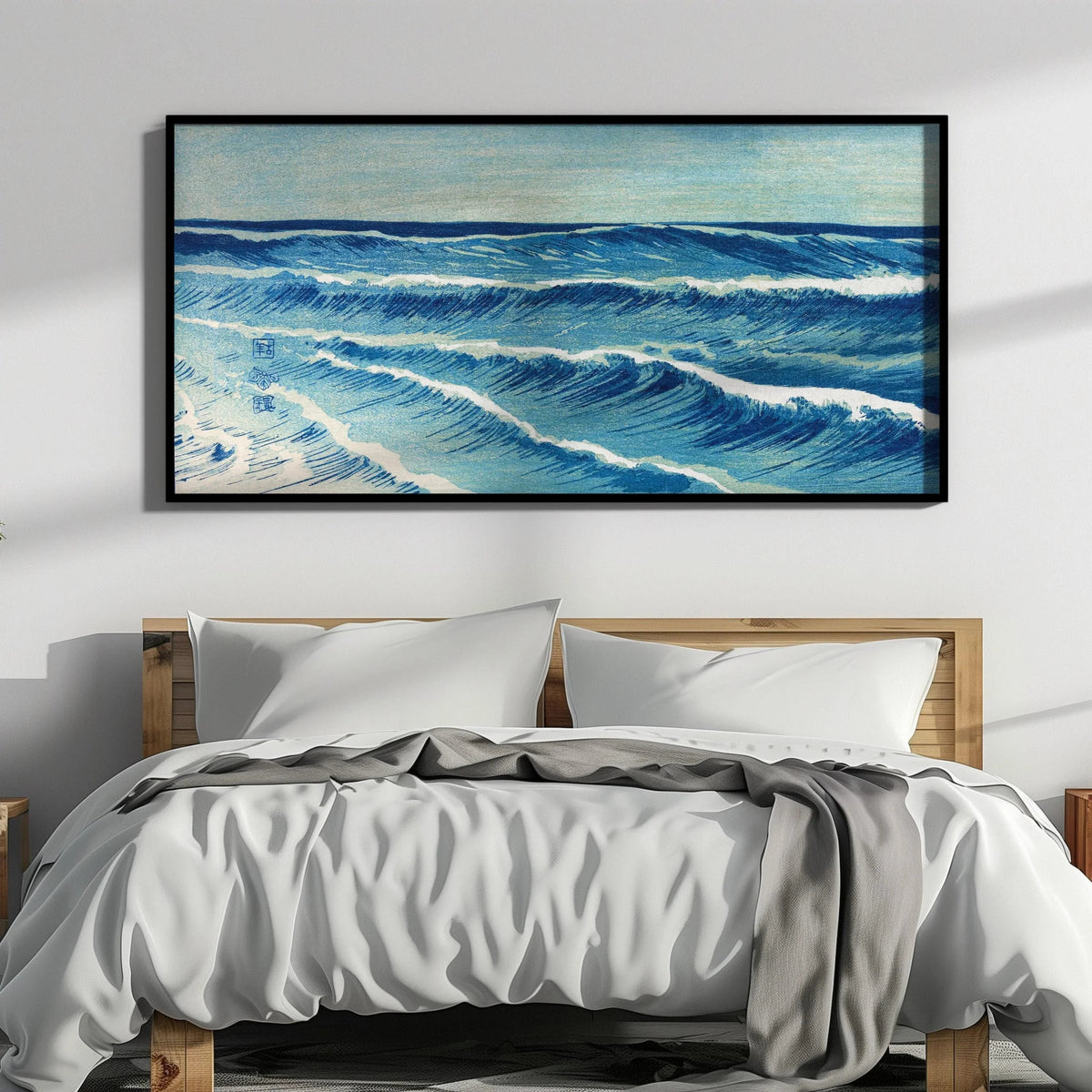 Estampe de vagues océaniques de Uehara Konen : Art panoramique japonais vintage