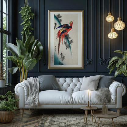 Hiroshige Pheasant Print: Vintage Japanese Art, Narrow Tall Format (2x1)