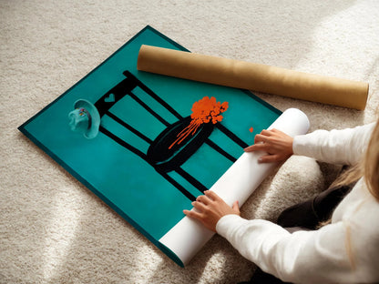 V. Strimaitis ‚Äì Once One | Striking Teal Soviet Film Poster with Orange Highlight | Vintage Movie Print (available handframed or unframed)