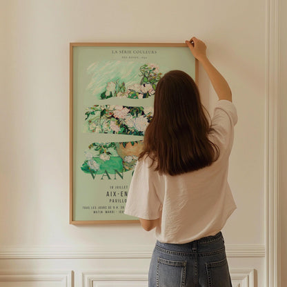 Van Gogh Roses Print: Mint Green Exhibition Poster, Fine Art Giclee