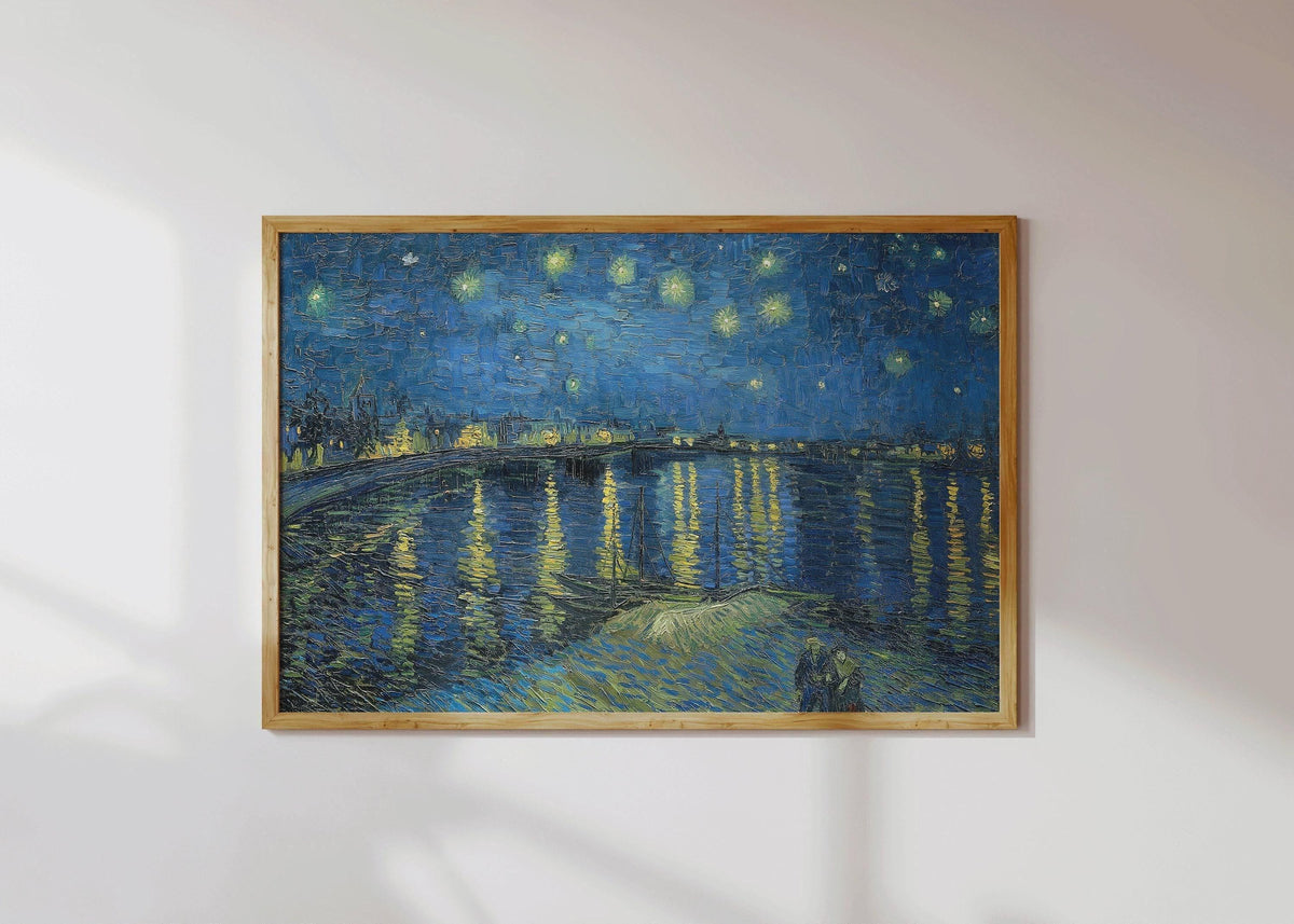 Vincent Van Gogh - Starry Night over the Rhone | Classic Impressionist Exhibition Poster Fine Art Print (available framed or unframed)