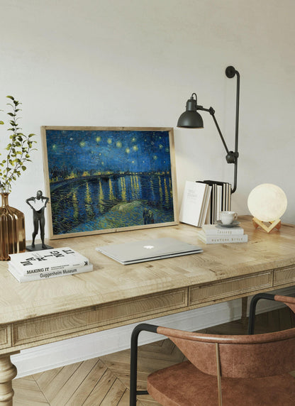 Vincent Van Gogh - Starry Night over the Rhone | Classic Impressionist Exhibition Poster Fine Art Print (available framed or unframed)