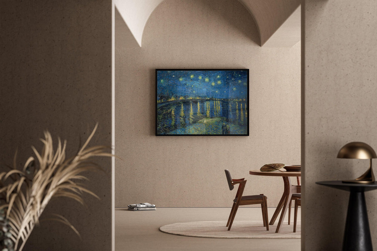 Vincent Van Gogh - Starry Night over the Rhone | Classic Impressionist Exhibition Poster Fine Art Print (available framed or unframed)
