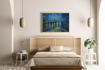 Vincent Van Gogh - Starry Night over the Rhone | Classic Impressionist Exhibition Poster Fine Art Print (available framed or unframed)