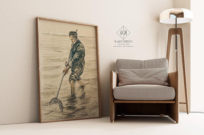 Vincent Van Gogh - The Shell Fisherman | Vintage Sketch Art (available handframed or unframed)