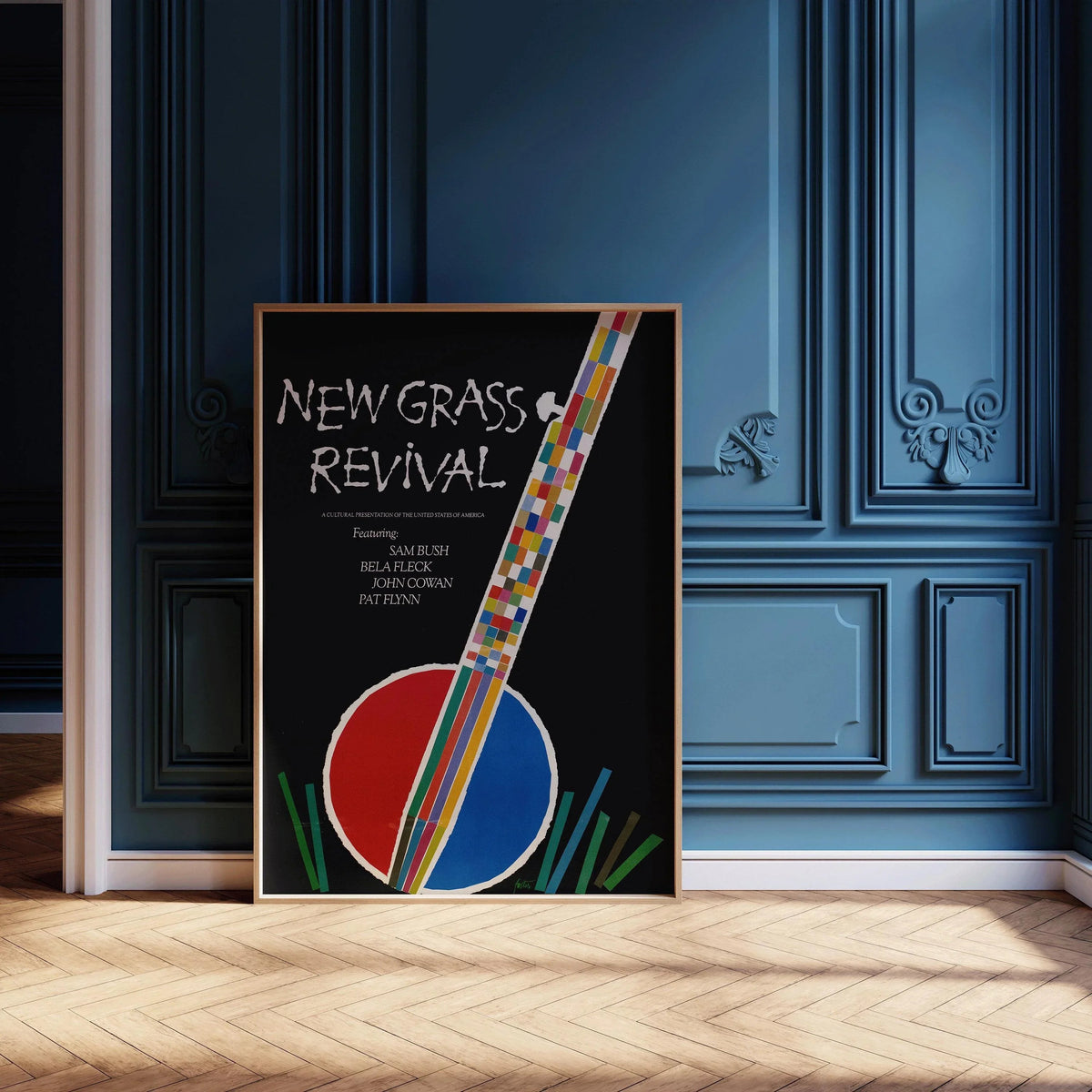 Affiche vintage de musique bluegrass : Impression d'art New Grass Revival