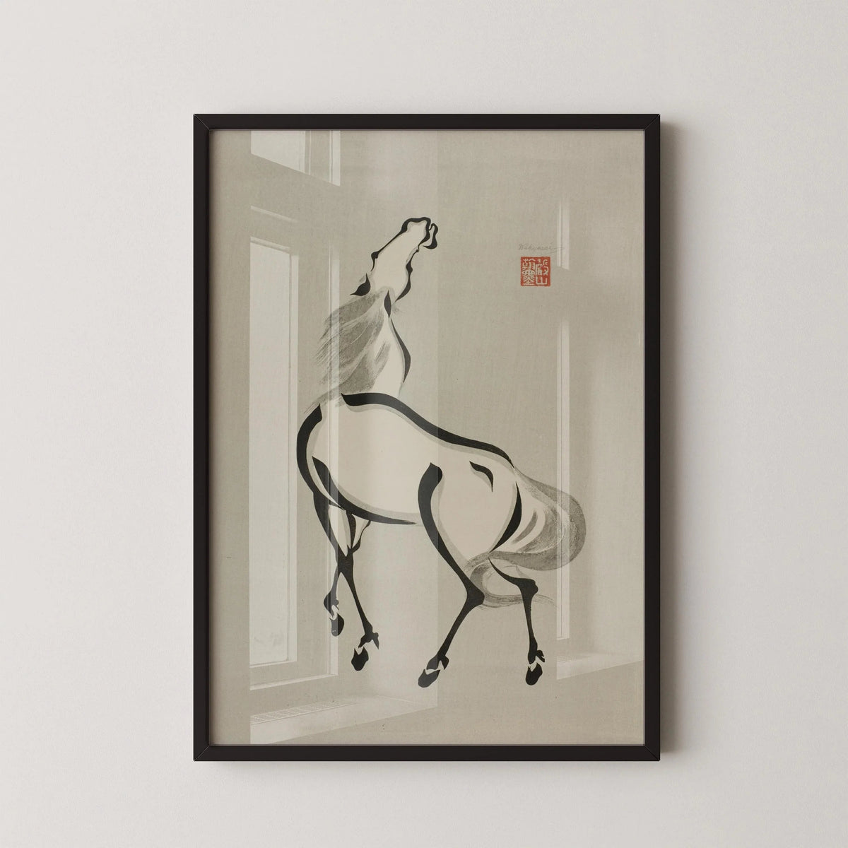 Estampe Giclée Cheval Wakyosai : Art Japonais Minimaliste
