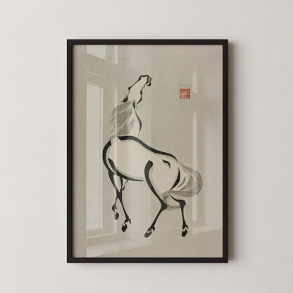 Estampe Giclée Cheval Wakyosai : Art Japonais Minimaliste