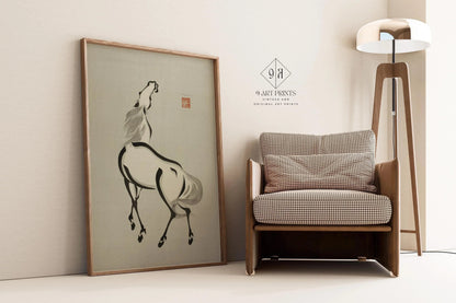 Estampe Giclée Cheval Wakyosai : Art Japonais Minimaliste