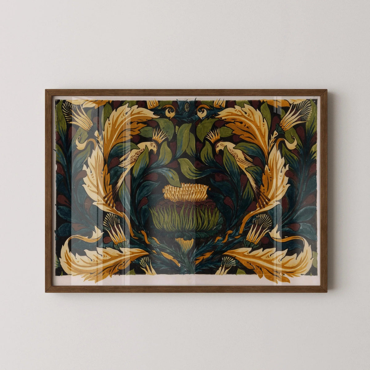 William Morris - Crowned Bird with Artichokes PRINT | A Magnificent Vintage Botanical Artwork (available handframed)