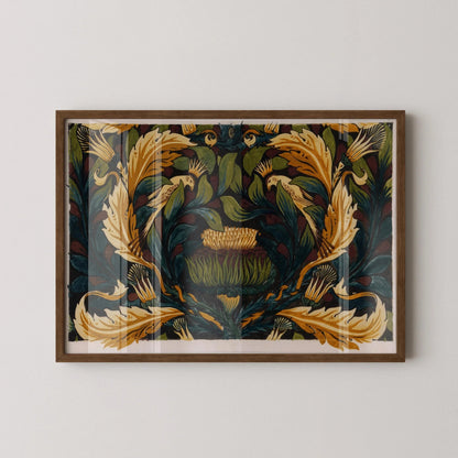 William Morris - Crowned Bird with Artichokes PRINT | A Magnificent Vintage Botanical Artwork (available handframed)
