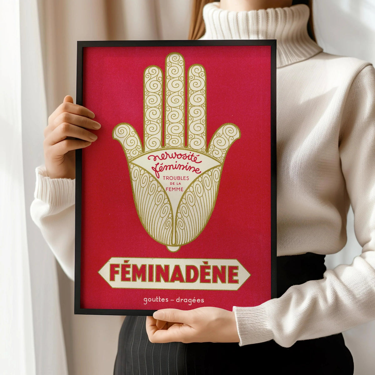 F√©minad√®ne Vintage French Poster: Red Giclee Print, Woman's Health