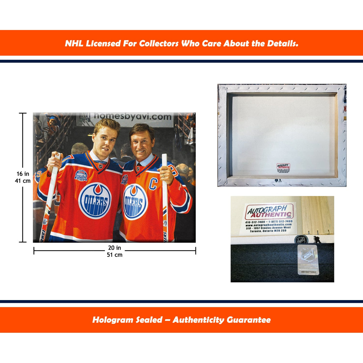 Wayne Gretzky and Connor McDavid Edmonton NHL Canvas (16x20)