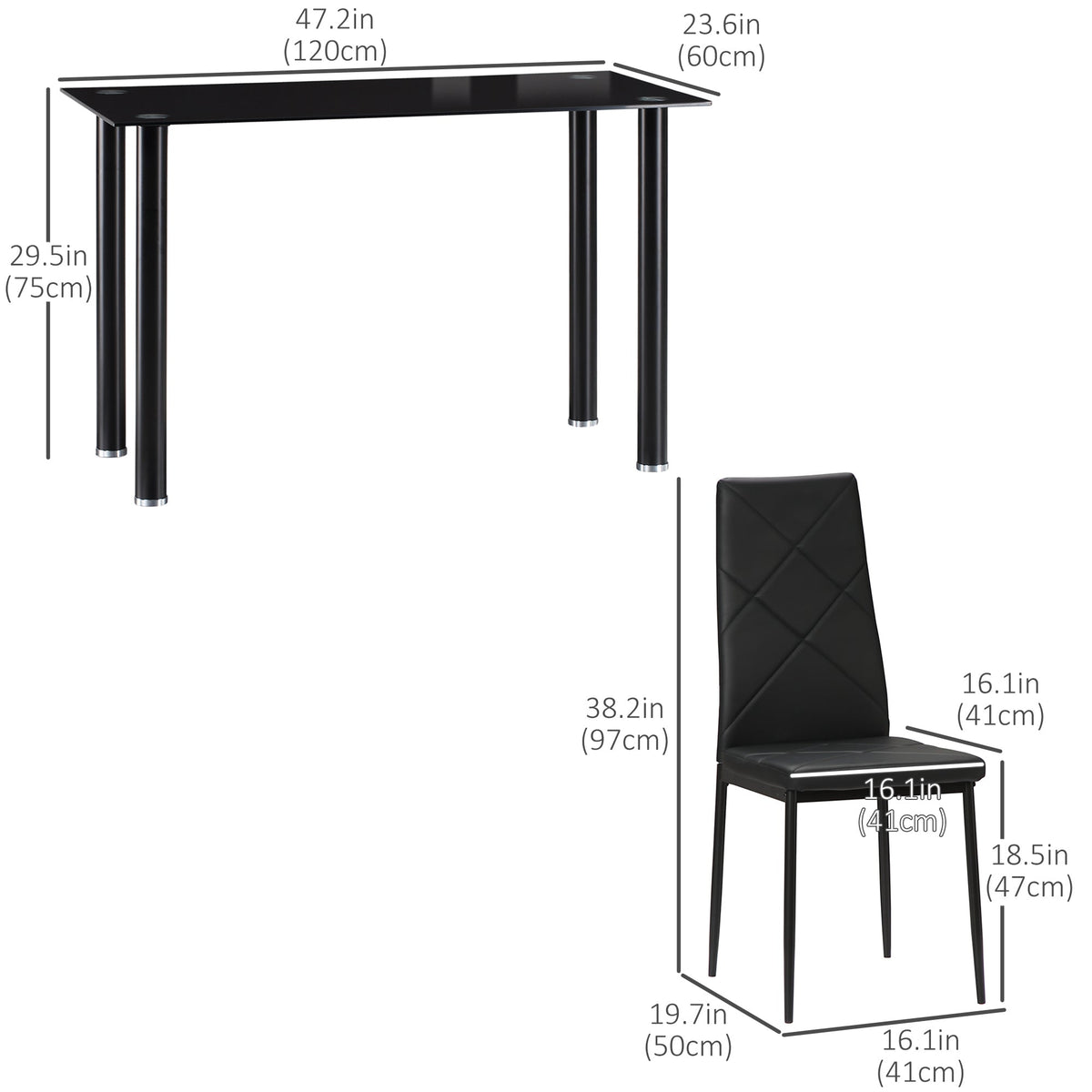 Ensemble de salle à manger compact Adam pour 4 personnes - Noir
