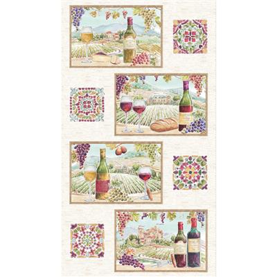 Clothworks - Wine Tastine - Placemat Panel - Y4573-2 Light Cream